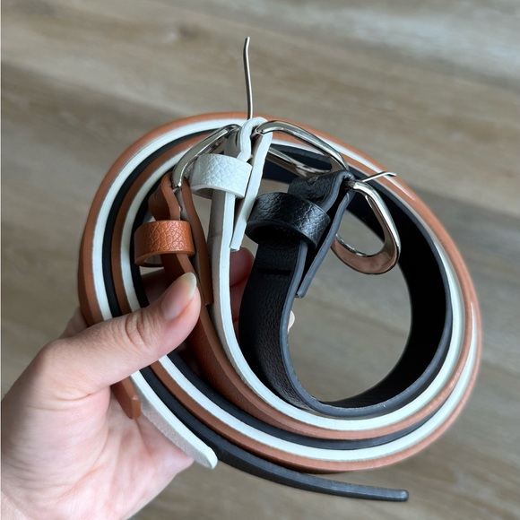 Women's Leather Belt Set - Black, White, and Brown - Picture 4 of 7